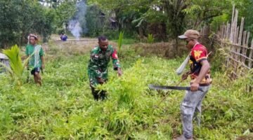 Gotong Royong di Batom sambut HUT Ke-81 TNI
