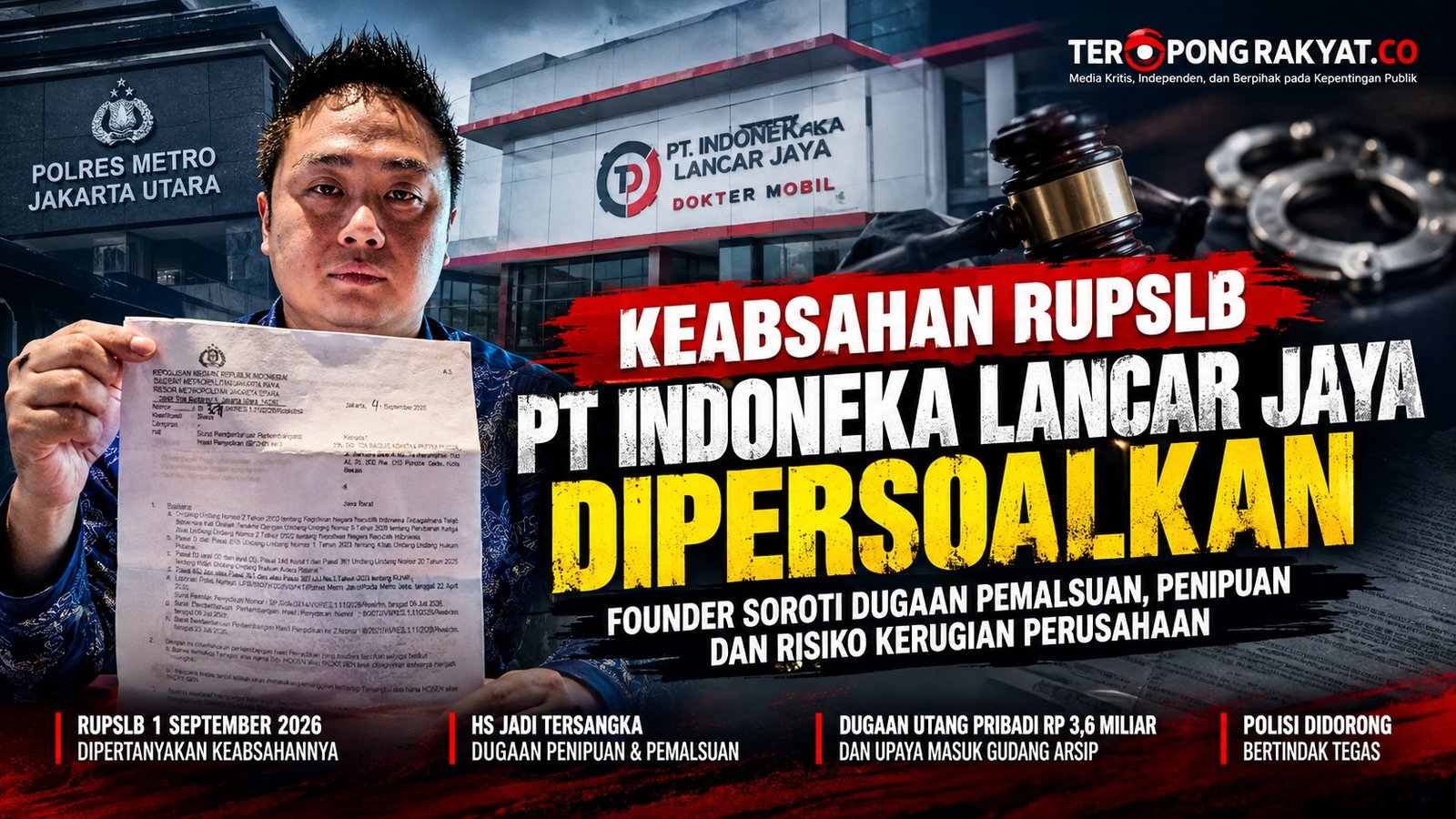 Keabsahan RUPSLB PT Indoneka Lancar Jaya Dipersoalkan, Founder Soroti Dugaan Pemalsuan dan Risiko Kerugian Perusahaan