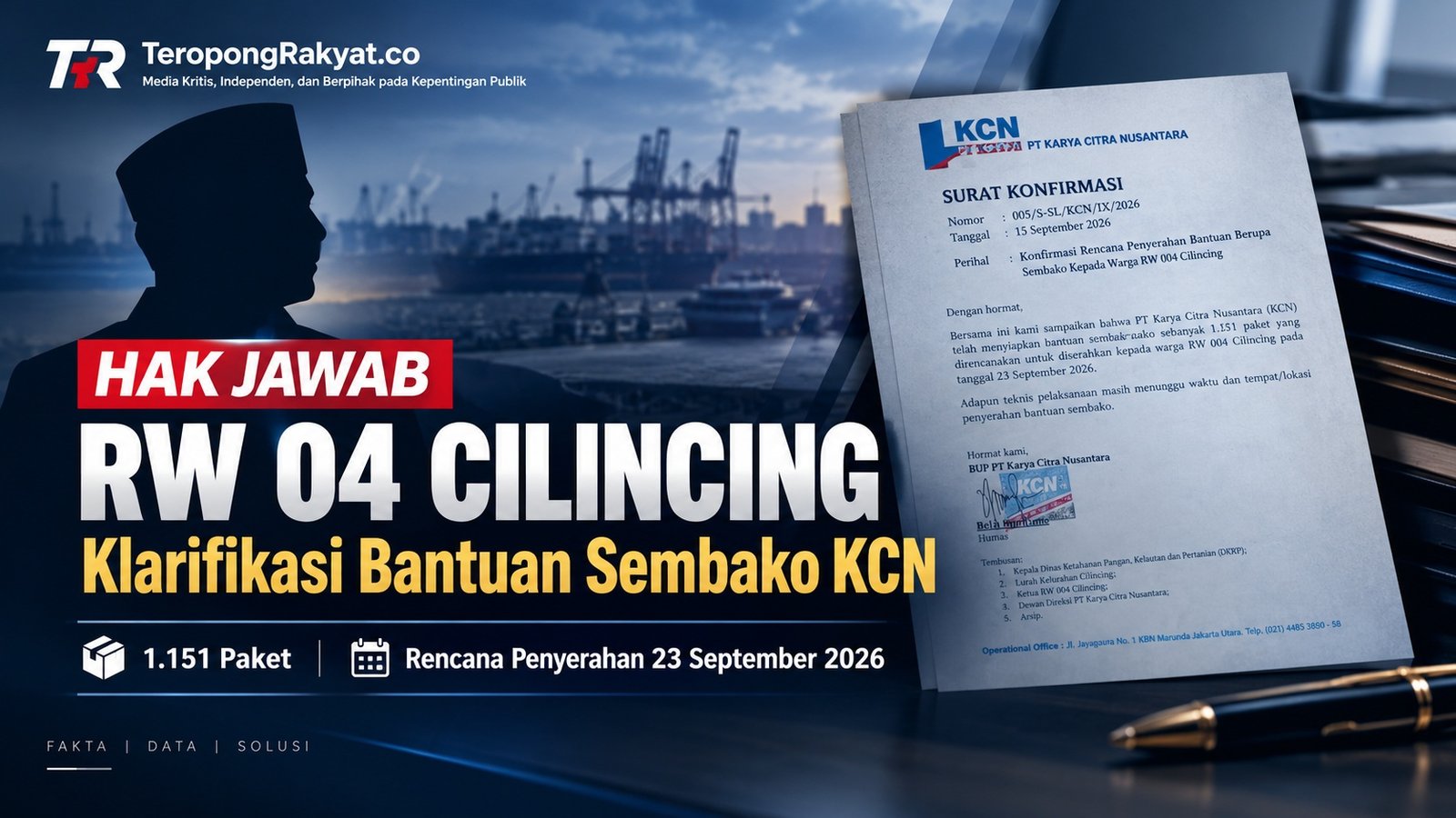 HAK JAWAB : Ketua RW 04 Cilincing Sampaikan Hak Jawab soal Bantuan Sembako KCN