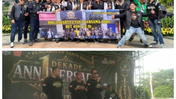HDCI Jakut Bersama Ojol Rayakan Satu Dekade Korwil Ojol Serta pemberian Santunan Anak Yatim dan Sembako.