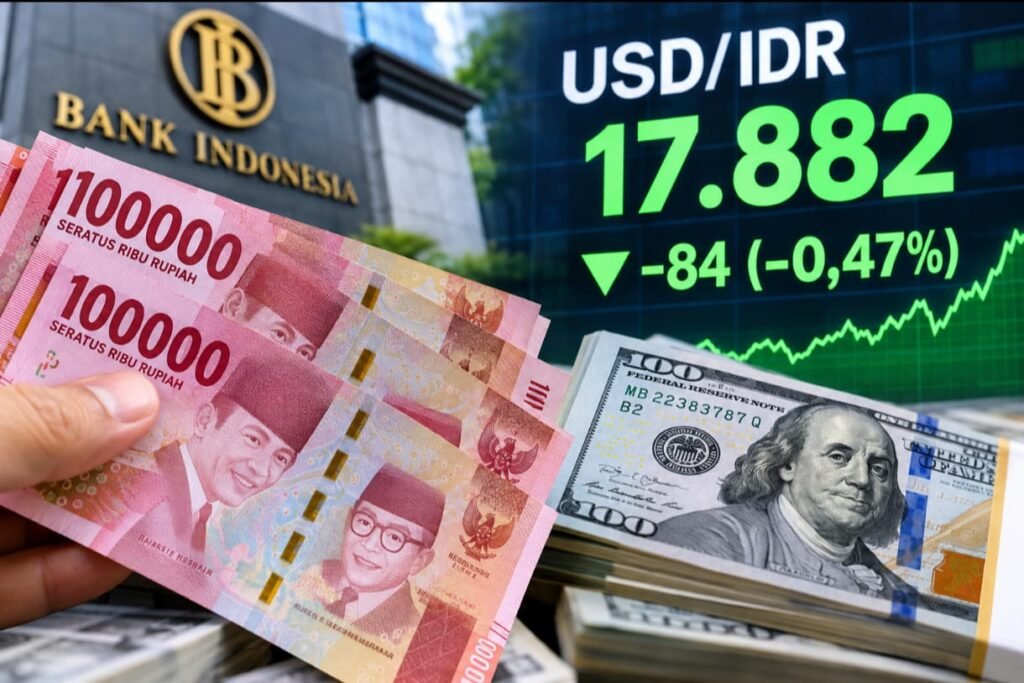 Portal Berita Indonesia dan Dunia Terkini Hari Ini, Update Harian Terbaru, Terlengkap, Tajam, Aktual dan Berimbang. Dolar AS Turun, Rupiah Menguat 0,47 Persen ke Rp17.882 - Teropong Rakyat