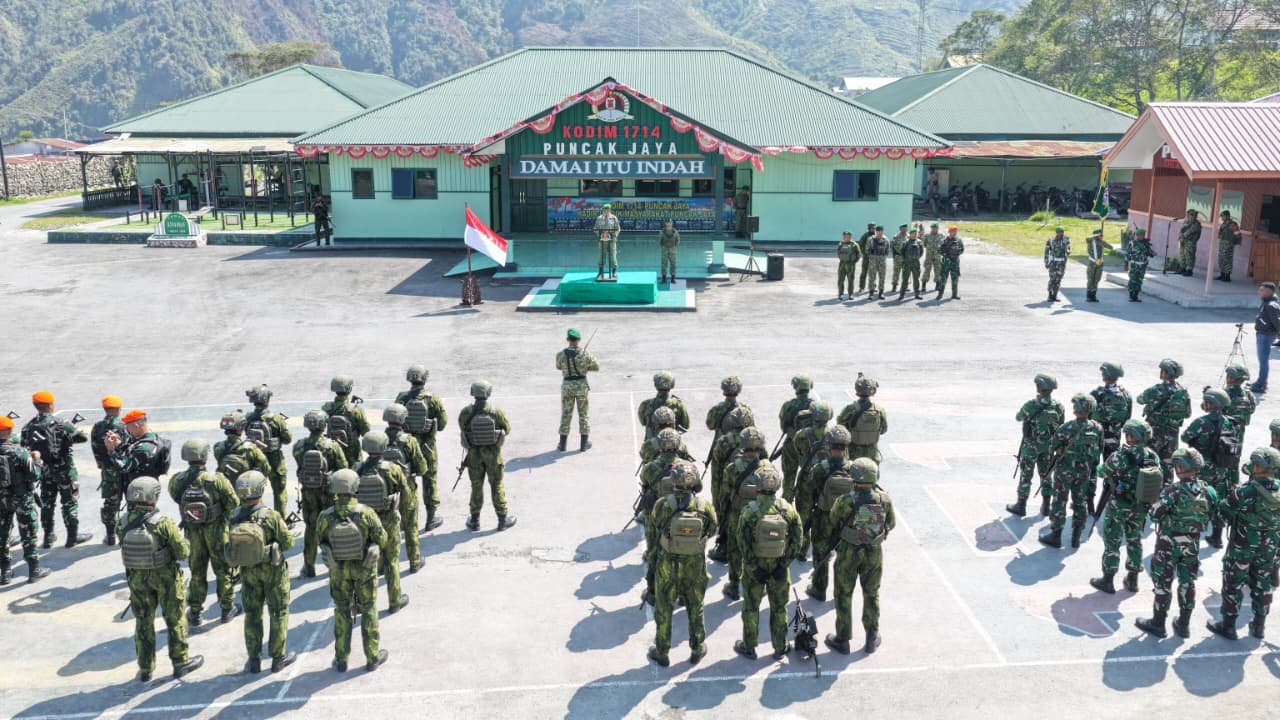 HUT Ke-81 TNI Tahun 2026, Kodim 1714/Puncak Jaya Gelar Upacara, Dipererat Kebersamaan TNI dan Kepolisian