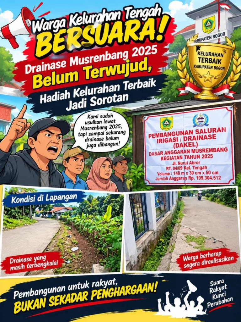 Portal Berita Indonesia dan Dunia Terkini Hari Ini, Update Harian Terbaru, Terlengkap, Tajam, Aktual dan Berimbang. Kelurahan Tengah Raih Predikat Terbaik, tetapi Drainase Musrenbang 2025 Dipertanyakan Warga - Teropong Rakyat