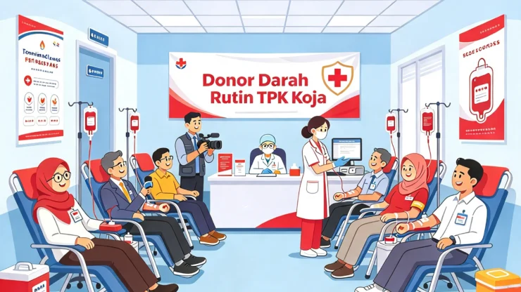 Di Lantai 5 Gedung TPK Koja, Karyawan dan Wartawan Satu Suara Berdonor Darah Demi Kemanusiaan