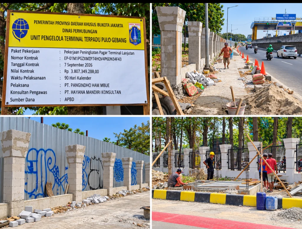 Portal Berita Indonesia dan Dunia Terkini Hari Ini, Update Harian Terbaru, Terlengkap, Tajam, Aktual dan Berimbang. Proyek Pagar Terminal Pulo Gebang Rp3,8 Miliar Disorot, K3 dan Mutu Konstruksi Dipertanyakan - Teropong Rakyat