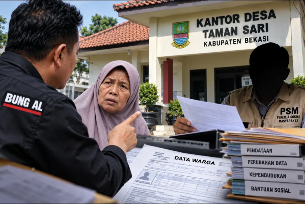 Portal Berita Indonesia dan Dunia Terkini Hari Ini, Update Harian Terbaru, Terlengkap, Tajam, Aktual dan Berimbang. Bung Al Soroti Pelayanan Ketua PSM Desa Taman Sari, Perubahan Data Ibu Sanah Dipertanyakan - Teropong Rakyat