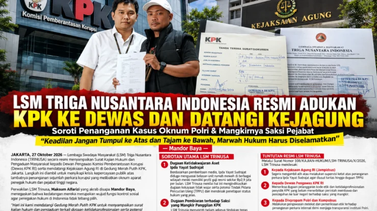 LSM Trinusa Adukan Dugaan Ketidakprofesionalan Penanganan Perkara ke Dewas KPK dan Datangi Kejagung