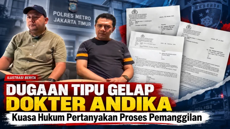 Portal Berita Indonesia dan Dunia Terkini Hari Ini, Update Harian Terbaru, Terlengkap, Tajam, Aktual dan Berimbang. Dugaan Tipu Gelap Dokter Andika di Polres Jakarta Timur Naik Penyidikan, Kuasa Hukum Pertanyakan Proses Pemanggilan
